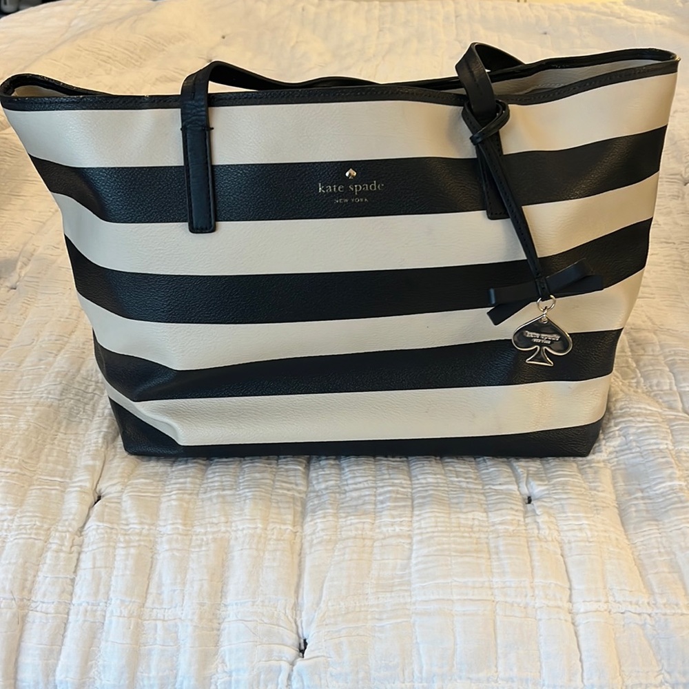 Kate Spade tote- black and white stripes.